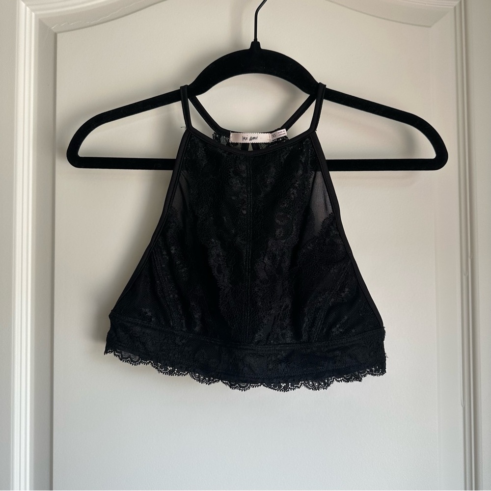 Francesca’s Black Lace Halter Bralette